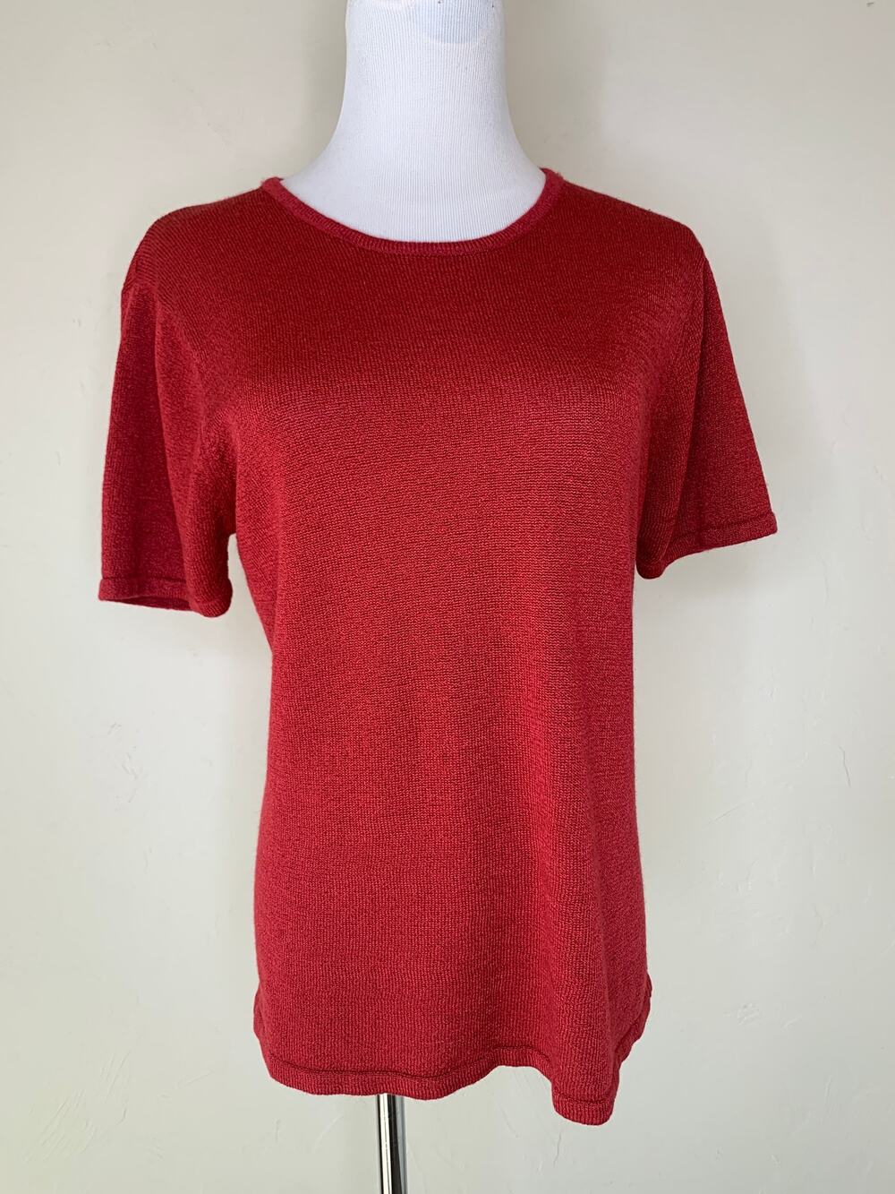 Vintage Sag Harbor Brick Red Sweater Sz Medium Short Sleeve